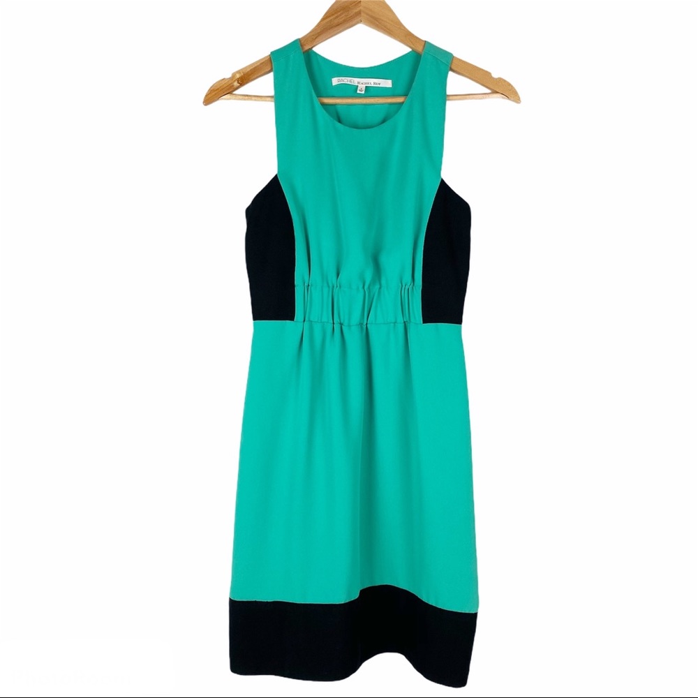 RACHEL ROY Color Block Sleeveless Ruched Dress